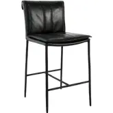 Mayer 26" Counter Stool in Black Top Grain Leather & Iron