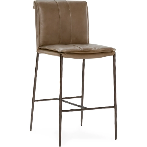 Mayer 26" Counter Stool in Tan Top Grain Leather & Iron