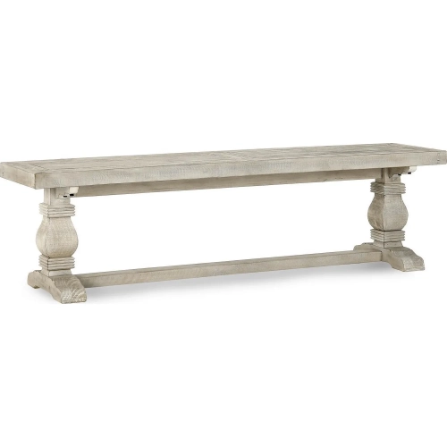 Caleb 66" Dining Bench Distressed Ivory Reclaimed Pine Wood