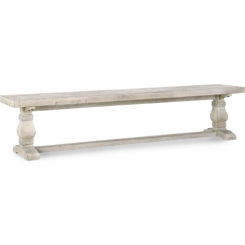 Caleb 83" Dining Bench Distressed Ivory Reclaimed Pine Wood