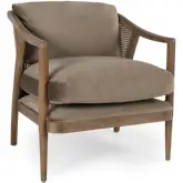 Cody Accent Chair in Taupe Fabric, Cane & Wood Frame