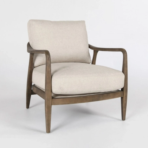 Lennon Accent Chair in Neutral Fabric & Wood