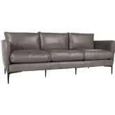 Abigail 85" Sofa in Dark Gray Top Grain Leather & Iron