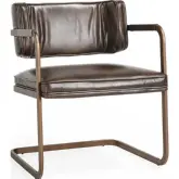 Fonda Dining Chair in Brown Top Grain Leather & Iron