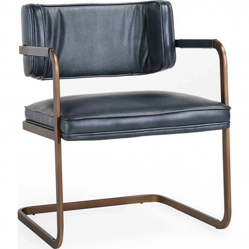 Fonda Dining Chair in Blue Top Grain Leather & Iron