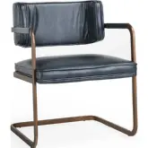 Fonda Dining Chair in Blue Top Grain Leather & Iron
