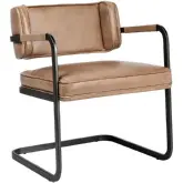 Fonda Dining Chair in Tan Top Grain Leather & Iron