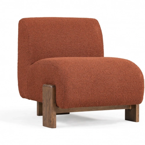 Chelsea Accent Chair in Rust Fabric & Ash Wood
