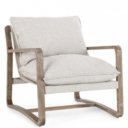 Mariah Accent Chair in Neutral Fabric & Ash Wood