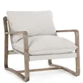 Mariah Accent Chair in Neutral Fabric & Ash Wood