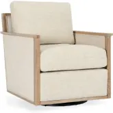 Norman Swivel Accent Chair in Neutral Fabric & Wood
