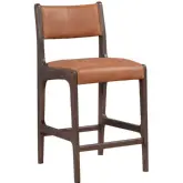 Wayne Counter Stool in Tan Leather & Ash Wood