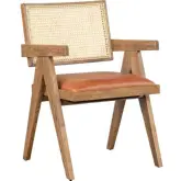 Douglas Dining Chair in Tan Leather, Cane & Ash Wood