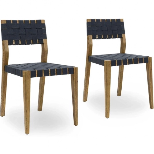 Orlando Dining Chair in Black Webbing & Light Brown Oak (Set of 2)