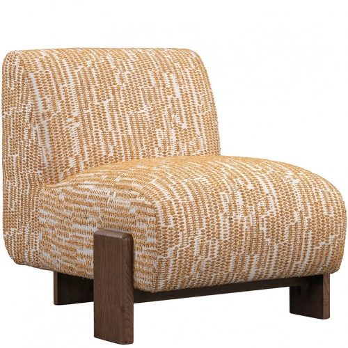 Chelsea Accent Chair in Gold Pattern Fabric & Ash Wood