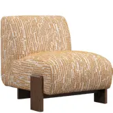 Chelsea Accent Chair in Gold Pattern Fabric & Ash Wood