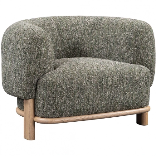 Pasadena Accent Chair in Green Fabric & Ash Wood