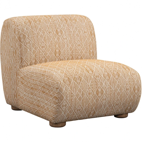 Arcadia Armless Slipper Accent Chair in Gold Pattern Fabric