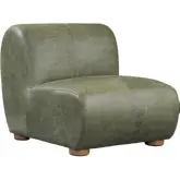 Arcadia Armless Slipper Accent Chair in Green Leather