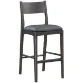 Rooney 30" Bar Stool in Jet Black Leather & Wood