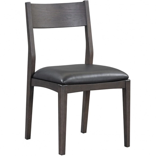 Rooney Dining Chair in Jet Black Leather & Wood