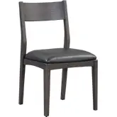Rooney Dining Chair in Jet Black Leather & Wood