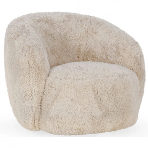 Adley Swivel Accent Chair in Sand Plush Fabric