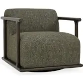 Lucia Swivel Accent Chair in Kale Green Fabric & Dark Wood