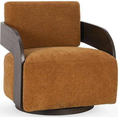 Toscana Swivel Accent Chair in Amber Fabric & Ash Wood