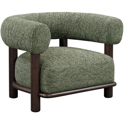 Lars Accent Chair in Green Fabric & Dark Ash Wood