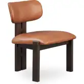 Martina Dining Chair in Distressed Autumn Brown Top Grain Leather & Wood