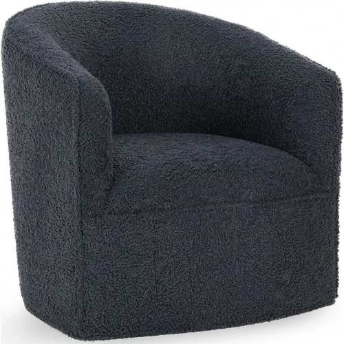 Valencia Swivel Accent Chair in Blue Plush Fabric