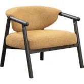 Giana Accent Chair in Gold Fabric & Brown Wood