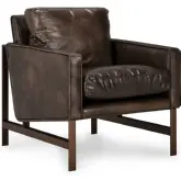 Chazzie Club Chair in Brown Top Grain Leather & Iron