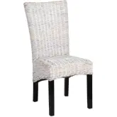 Cunningham Dining Chair in White Wash Wicker & Mahogany (Set of 2)