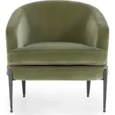Aurelia Accent Chair in Olive Green Fabric & Hammered Iron
