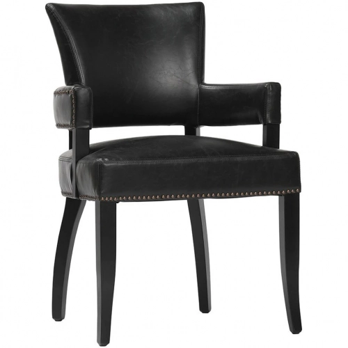 Ronan Dining Arm Chair in Black Vegan Leather (Set of 2)