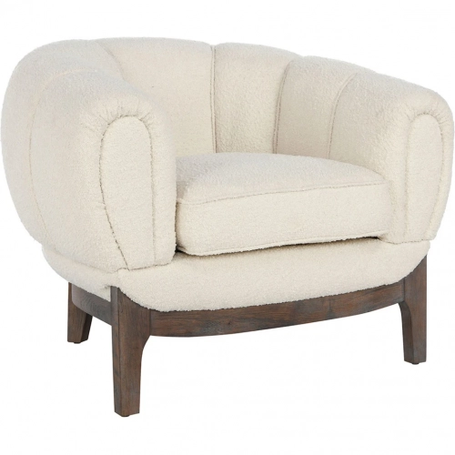 Otto Accent Chair in Channel Tufted Neutral Fabric & Wood
