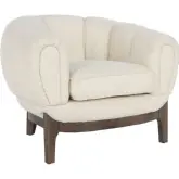 Otto Accent Chair in Channel Tufted Neutral Fabric & Wood