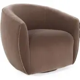 Harper Swivel Accent Chair in Bronze Fabric