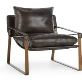 Morgan Accent Chair in Brown Top Grain Leather & Iron