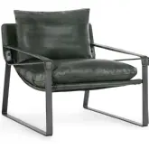 Morgan Accent Chair in Green Top Grain Leather & Iron