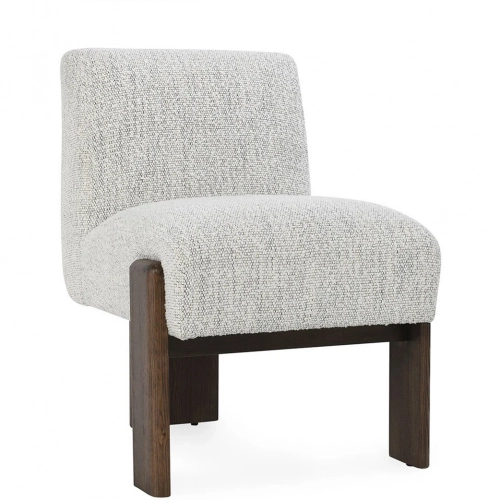 Chelsea Dining Chair in Wood & Pixel Ivory Fabric