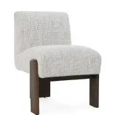 Chelsea Dining Chair in Wood & Pixel Ivory Fabric