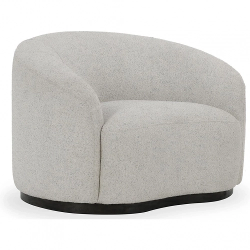 Beverly Swivel Accent Chair in Ivory Fabric & Dark Brown Wood