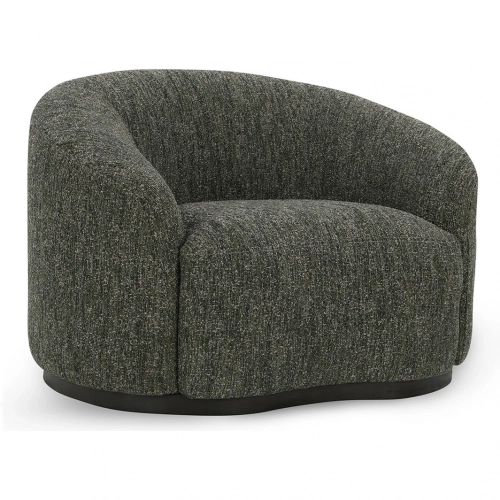 Beverly Swivel Accent Chair in Antique Green Fabric & Dark Brown Wood