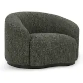 Beverly Swivel Accent Chair in Antique Green Fabric & Dark Brown Wood