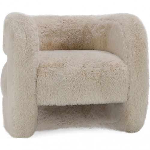 Teddy Plush Accent Chair in Beige Fabric