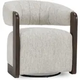 James Swivel Accent Chair in Glacier Gray Fabric & Brown Wood
