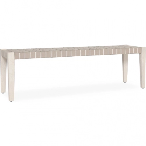Orlando 62" Dining Bench in Milk White Oak Wood & Taupe Webbing